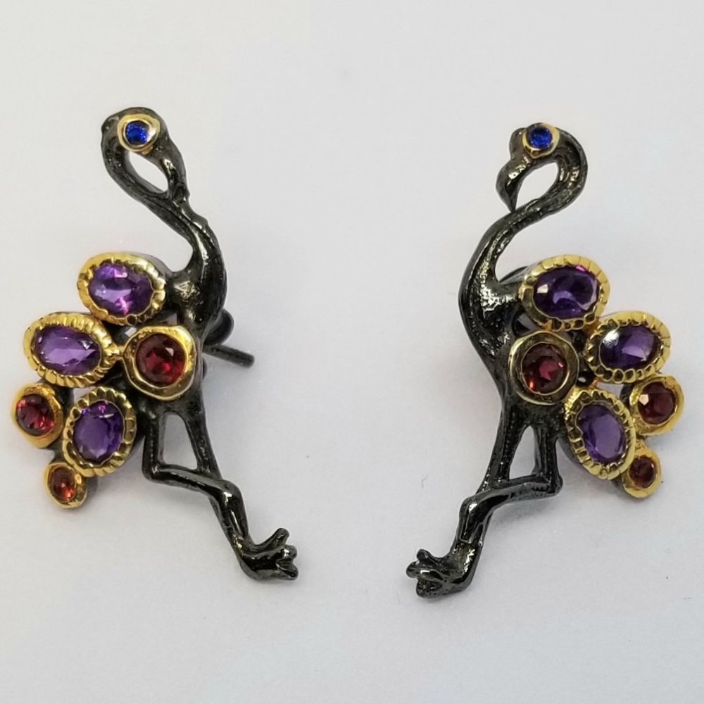 Flamingo amethyst and garnet earrings